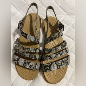 Crocs Iconic Snake Print Strappy Sandals